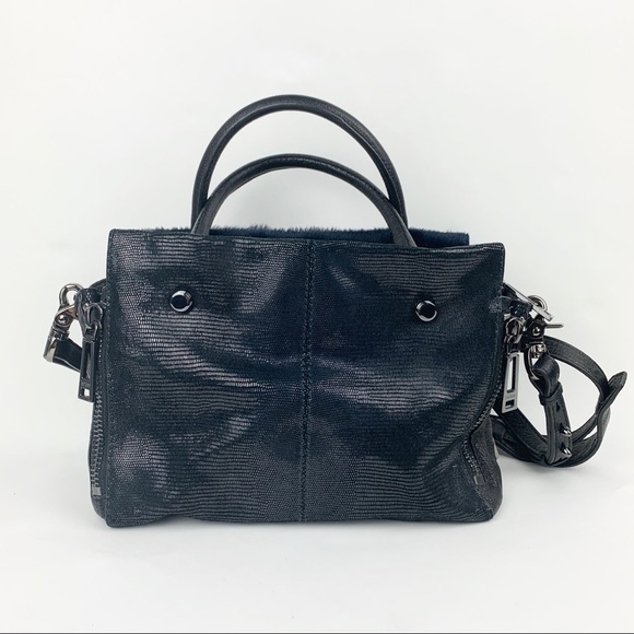 Botkier navy pony hair and black leather satchel - Picture 3 of 6